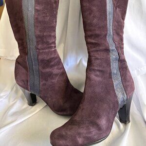 Sofft grape suede tall boots, women's size 8.5